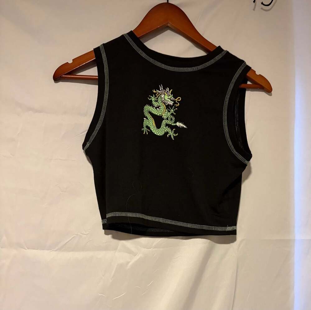 Shein Black Dragon Crop Top